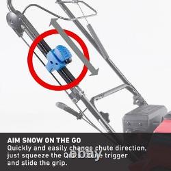 Souffleuse à neige à essence à traction simple Toro avec démarrage électrique et contrôle de la goulotte.