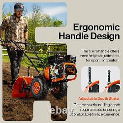 Superhandy Motobineuse à dents arrière 7HP, Largeur de 16 pouces et Profondeur de 12 pouces, Cultivateur de jardin