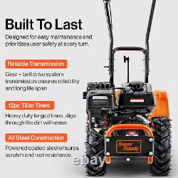 Superhandy Motobineuse à dents arrière 7HP, Largeur de 16 pouces et Profondeur de 12 pouces, Cultivateur de jardin