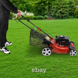 Tondeuse à gazon à essence autopropulsée avec sac collecteur et moteur 4 temps de 140cc