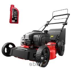Tondeuse à gazon auto-propulsée 21 pouces 3-en-1 avec moteur 4 temps de 140cc large