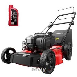 Tondeuse à gazon auto-propulsée 21 pouces 3-en-1 avec moteur 4 temps de 140cc large