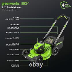 Tondeuse à gazon autotractée 80V 21 avec batterie 4Ah & 2Ah + chargeur rapide