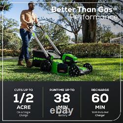 Tondeuse à gazon autotractée 80V 21 avec batterie 4Ah & 2Ah + chargeur rapide
