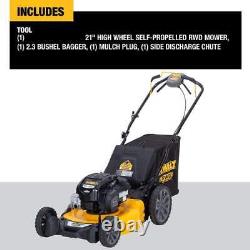 Tondeuse à gazon autotractée à essence Dewalt 163cc Brigg+Stratton à propulsion arrière 3-en-1