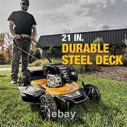 Tondeuse à gazon autotractée à essence Dewalt 163cc Brigg+Stratton à propulsion arrière 3-en-1