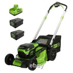 Tondeuse à gazon sans fil auto-propulsée 60V 21 pouces avec lumières LED, 2 batteries et chargeur, neuve