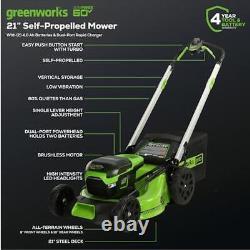 Tondeuse à gazon sans fil auto-propulsée 60V 21 pouces avec lumières LED, 2 batteries et chargeur, neuve