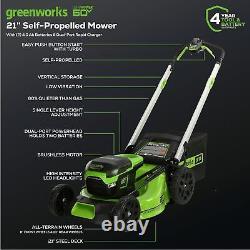 Tondeuse à gazon sans fil autoportée 60V 21 pouces avec batteries 4Ah/chargeur double port rapide