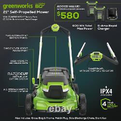 Tondeuse autotractée 60V 21 avec (2) batteries 5.0 Ah et chargeur rapide