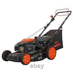 YG2860 22 201cc Tondeuse à gazon à propulsion arrière 3-en-1 à roues hautes 6 vitesses CVT
